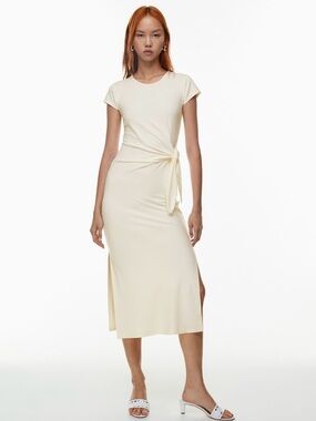 Aritzia Women’s Cream Side-Tie Midi Dress